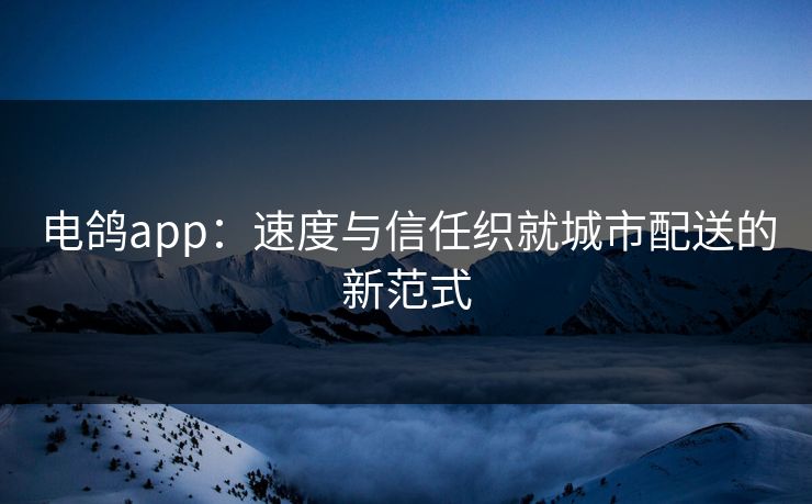 电鸽app：速度与信任织就城市配送的新范式