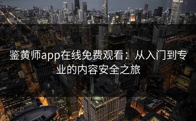 鉴黄师app在线免费观看:从入门到专业的内容安全之旅 鉴黄师app在线免费观看:从入门到专业的内容安全之旅