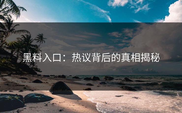 黑料入口:热议背后的真相揭秘 黑料入口:热议背后的真相揭秘