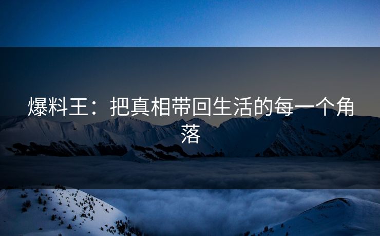 爆料王:把真相带回生活的每一个角落 爆料王:把真相带回生活的每一个角落